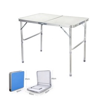 Table de camping d'extérieur, table de pique-nique, argentée, légère, réglable en hauteur, pieds pliables