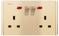 Prise double 13A standard UK, 2 modules, panneau PC couleur champagne, avec interrupteur, pour usage domestique, compatible Bangladesh, Pakistan, Royaume-Uni