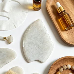 Outils de massage facial Gua Sha en pierre de jade cristal blanc transparent, vente en gros d'usine - Product Image 5