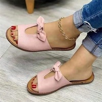 Sandales Plates Décontractées d'Été en Similicuir PU à Nœud Mignon Ruizi Tendance pour Femme