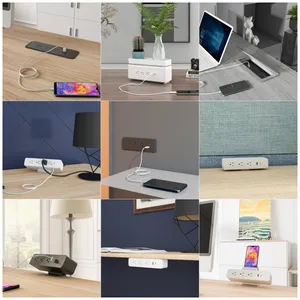 Design elegante sob mesa Office Power Socket com 3 Tomadas e USB-A e USB-C Modern Fast Charging Power Strip