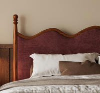 Cadre de lit au design moderne de style américain de luxe en frêne massif avec rembourrage