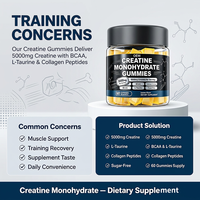 Gummies de créatine monohydrate à marque privée OEM, 60 unités, 5000 mg, saveur citron, complément alimentaire