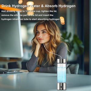 PHYFLOW Bouteille d'eau en verre de conception personnalisée nouvelle technologie 460ml 1500ppb hydrogène avec inhalateur pour une utilisation commerciale de cadeaux - Product Image 4