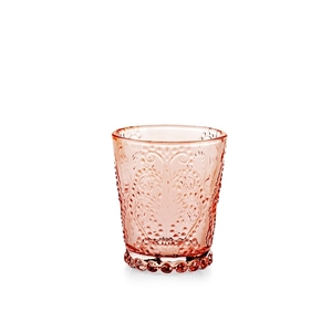 Set di sei bicchieri da giardino in vetro lavorato rosa antico da 35 cl - Product Image 1