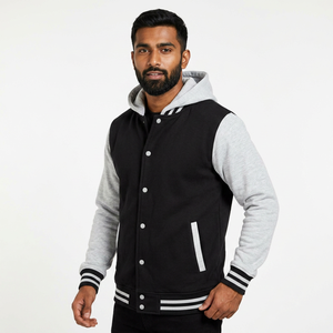 Blouson universitaire vintage pour homme, directement de l'usine, en toile respirante, avec capuche, patch personnalisé, design bomber de baseball d'hiver - Product Image 1