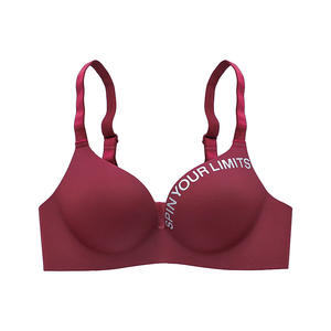 Sujetador de una pieza suave y transpirable con letras en inglés, sin costuras, con estampado, sin aros, 8 colores, como imágenes, LICRA/algodón, 120 G - Product Image 3