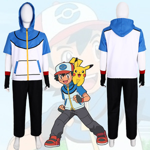 Ensemble de Costume Cosplay Pokémon Ash – Sweat à Capuche, Pantalon et Gants Bleus, Blancs et Noirs – Tenue de Jeu de Rôle Anime Été 2025 - Product Image 2