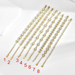 Europe America Popular Trendy 18K Gold Plated Stainless Steel CZ Zircon Multi Color Tennis <b>Bracelet</b> Unisex Party Wedding Fashion - Product Image 4