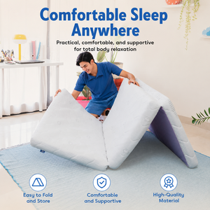 E Z <b>Bed</b> Tri Fold 10cm Medium Full Foam Floor Mattress is a smart <b>portable</b> solution for home guests and travel - Product Image 2