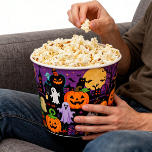 Cubo de papel para palomitas de maíz, desechable, compostable, duradero, con logo personalizado a precio de fábrica, para cine. - Product Image 6