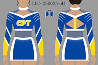 Uniforme de cheerleading professionnel OEM avec manches en tissu, dos ouvert, strass, logo gratuit et bandeau.