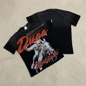 Camiseta de Hombre de Manga Corta de Alta Calidad, Estilo Vintage, Lavada al Ácido, con Patrón de Personajes, Tejido de Algodón Grueso, Marca DUAA, Personalizada con Diamantes - Product Image 3