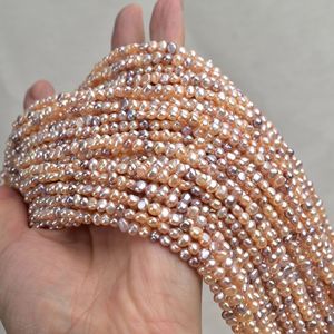 Cuentas Sueltas de Agua Dulce Naturales de Zhuji, de 4-5 mm, Color Caramelo, Barrocas Ligeras, Orificio Horizontal, Dos Caras, 39 cm de Largo, Color Blanco Fresco - Product Image 2