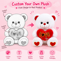 Vente en gros directe d'usine, ours en peluche rouge rose personnalisé tenant un cœur Te Amo pour la Saint-Valentin