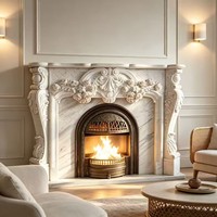 Cheminées, manteau de cheminée en marbre, cadre de cheminée sculpté en pierre naturelle pour la décoration intérieure de villa, compatible avec les inserts de cheminée électriques