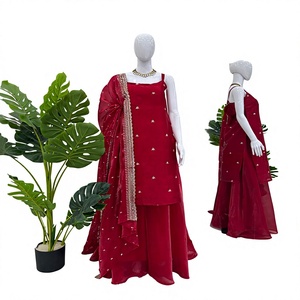 Elegante y Moderno Conjunto Salwar Kameez Jimi Choo con Bordado de Hilo, Plazo con Borde de Encaje, Dupatta, Listo para Bodas, Secado Rápido, Tallas M-XXL - Product Image 1