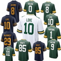 Grosir Green Bay Jahitan Lengkap # 1 Parsons # 10 Cinta # 87 Doubs # 85 Kraft # 9 Watson # 8 Jersey Sepak Bola Amerika Jacobs