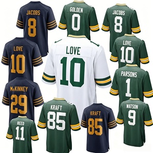 Vêtements de sport Green Bay entièrement cousus en gros # 1 Parsons # 10 Amours # 87 Doubs # 85 Kraft # 9 Watson # Maillot de football américain 8 Jacobs - Product Image 1