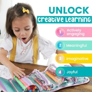 Kit d'art <span class=keywords><strong>Licorne</strong></span> Arc-en-ciel pour Enfants, 80 Pièces, Ensemble d'Art Deluxe, Marqueurs Lavables, Crayons Torsadables, Stylos Pailletés, Livre de Coloriage, Coffret Cadeau - Product Image 4