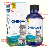 Huile de poisson Oméga-3 pure et naturelle 60 ml pour chiens et chats – Complément liquide pour la santé des articulations, de la peau, du pelage et du système immunitaire (EPA, DHA) – Marque privée