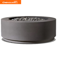 Table de feu ronde de couleur gris foncé au design minimaliste pour l'extérieur, foyer extérieur décoratif pour hôtel