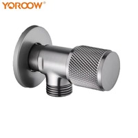 YOROOW Grifo de Cocina y Baño Moderno de 1/2 Pulgada, Totalmente en Cobre, Acero Inoxidable Cromado, Válvula Angular con Cartucho de Latón, Cuello de Cisne