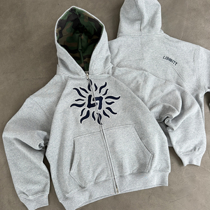 Conjunto de Sudadera y Pantalones Deportivos Personalizados de Alta Calidad, Unisex, con Estampado en Serigrafía, Cierre de Cremallera, 100% Algodón, Talla Grande - Product Image 2