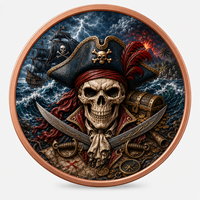 Pièces de monnaie en cuivre à haute relief 5 oz .999 Cuivre pur Pièce de monnaie ronde Pirate Impression UV colorée Pièces de monnaie en cuivre