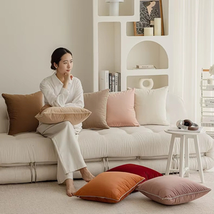 ปลอกหมอนสี่เหลี่ยมสีทึบนุ่มลื่นขนาด50X50 40X40 30X50ออกแบบได้ตามต้องการสำหรับบ้านและโรงแรม - Product Image 4