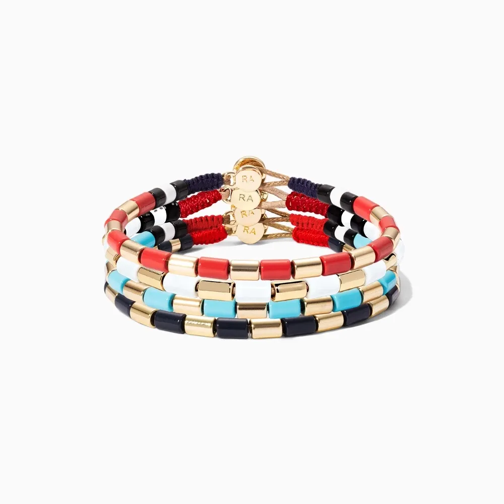New Style Customized Any Matching Jewelry Sets Enamel Tile Bangles Handmade Alloy Title Beads Bracelets