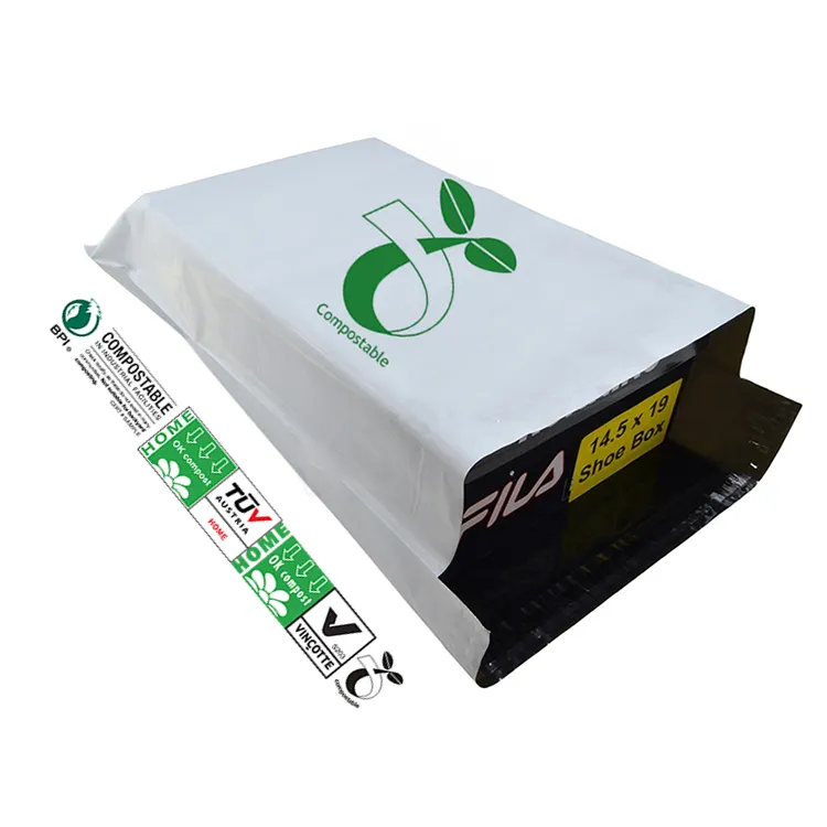 Correo Postal Biodegradable de almidón de maíz, embalaje de poliéster Degradable, bolsa de envío para cajas de zapatos