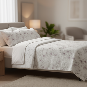 Couvre-lit classique imprimé floral Bouti 90-180 cm 100% polyester doux lavable pour usage domestique - Product Image 1