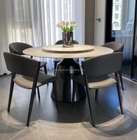 Designer Steinplatte Esstisch Runde Edelstahl Basis Luxus Plattenspieler Marmor Esstisch Set Esszimmer möbel