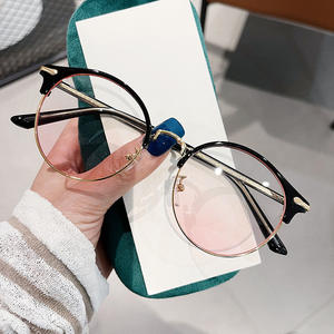 Nouvelles lunettes anti-lumière bleue TR90 demi-cerclées, monture ronde en métal, unisexe, verres PC, protection UV S1 22015 - Product Image 3