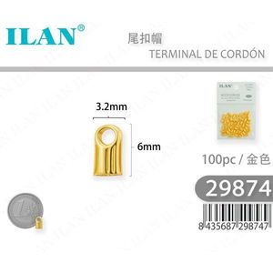 Terminale per cordoncino Ilan 3,2 mm x 6 mm colore oro per bracciali, 100 pezzi - Product Image 3