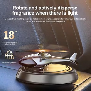 Solar Powered Rotation Helicopter Solar Aromatherapy Car Air Freshener Alloy+ABS Wooden Fragrance <b>Auto</b> Aroma Diffuser - Product Image 2