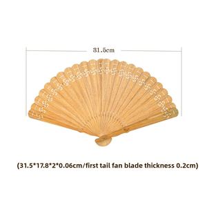 Abanico Artesanal Clásico Ailian de Madera Maciza de Sándalo Verde Argentino, Tallado a Mano, Estilo Antiguo, Inspirado en la Dinastía Han, para el Año Nuevo Chino - Product Image 6