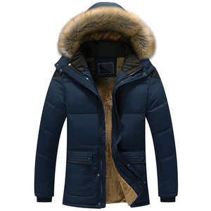 Doublure en fourrure pour homme Hiver Marron Casual Casquette amovible Couleur unie Fermeture éclair Longue <span class=keywords><strong>Veste</strong></span> en duvet de polyester pour hommes - Product Image 6