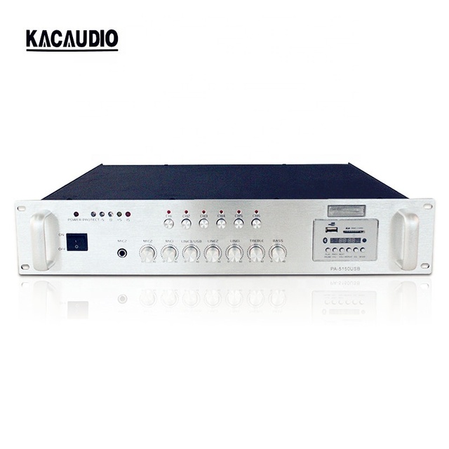 150w Public Address Amplifier Pa Amplifier With Priority Microphone 1 With Silent Intrusion Function for Emergency Broadcast