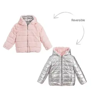 Wholesale customized kids clothes baby girl coats winter padding coats girls down reversible jacket