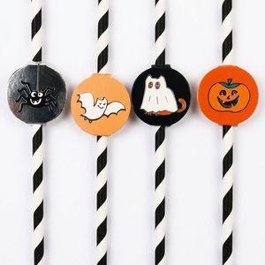 Pailles rigides réutilisables en papier rayées orange et noires, 4 styles, pour Halloween, enterrement de vie de jeune fille, fournitures et cadeaux de <span class=keywords><strong>fête</strong></span> - Product Image 6