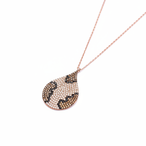 Pendentif en forme de larme motif léopard avec pierre de citrine et zircon, bijoux en argent sterling 925 faits à la main en Turquie, vente en gros - Product Image 2