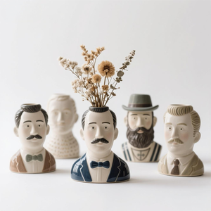 Vase en céramique 3D tête de femme norvégienne - Services OEM/ODM avec chapeau Bunad traditionnel et motif floral - Product Image 4