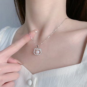 Pendentif chaton en argent 925 plaqué rhodium KAMMY pour enfants, 7,5-8 mm, hypoallergénique, mignon, tendance, pour la fabrication de bijoux - Product Image 3