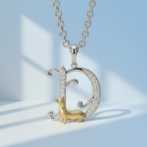 Collier pendentif Good Century en or blanc 18 carats avec diamant de laboratoire, initiale D, chien, <span class=keywords><strong>bicolore</strong></span>, luxe, cadeau pour animal de compagnie, <span class=keywords><strong>Teckel</strong></span> - Product Image 2