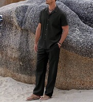 Ensemble deux pièces décontracté homme été : T-shirt col rond 100 % coton respirant et pantalon ample, écologique et personnalisé