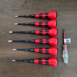 Insulated <b>Screwdriver</b> Set 7Pcs Flat Head Industrial Grade Anti-Slip Handle Matte Finish Tool Kit - Product Image 3