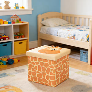 Tabouret de rangement en forme de <span class=keywords><strong>girafe</strong></span> mignon avec siège rembourré doux, tabouret pour enfants, tabouret en éponge et polyester pour salon et chambre à coucher - Product Image 1
