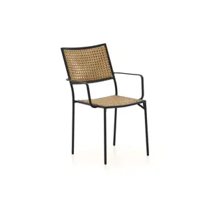Desain sederhana dan elegan kualitas terbaik harga bagus rotan aluminium rotan kursi tumpuk dan meja kopi